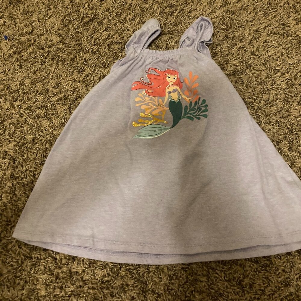 Disney Baby The Little Mermaid Dress 18 Months Purple Ariel Graphic Ruffle Strap